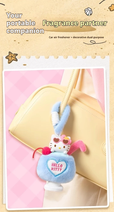 HELLO KITTY Summer Black Leather Series Plush Aromatherapy Blind Box