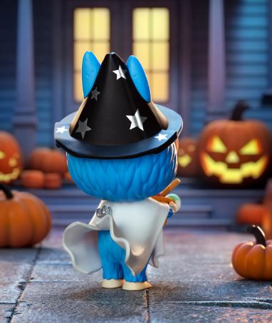 POP MART Labubu Trick-or-Treater collectible figure dressed in a ghost costume with a starry witch hat