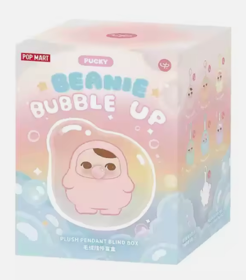 POP MART Pucky Beanie Bubble Up collectibles plush pendant blind box with pastel pink and blue design