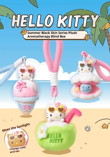 HELLO KITTY Summer Black Leather Series Plush Aromatherapy Blind Box