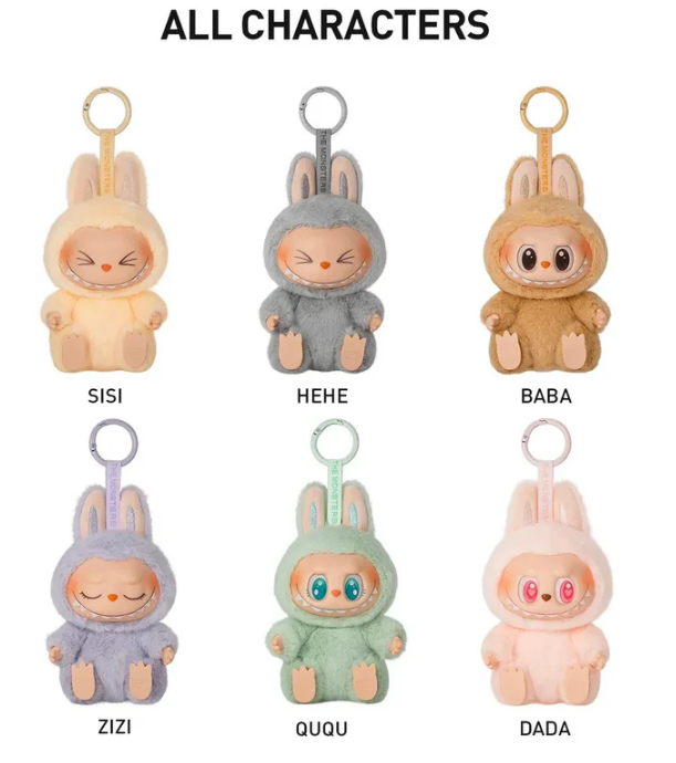 POP MART authentic blind box collectibles Canada featuring six cute bunny character keychains in pastel colors